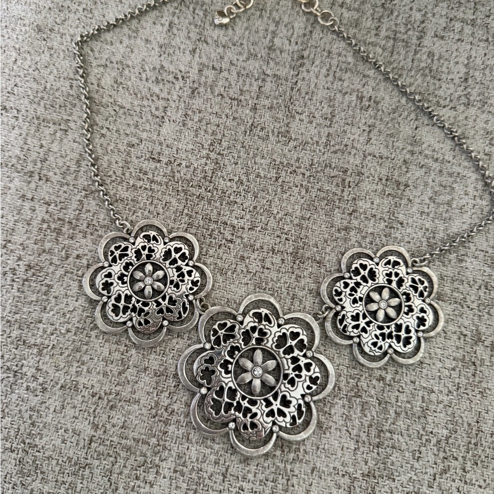 Brighton Silver Floral Medallion Necklace